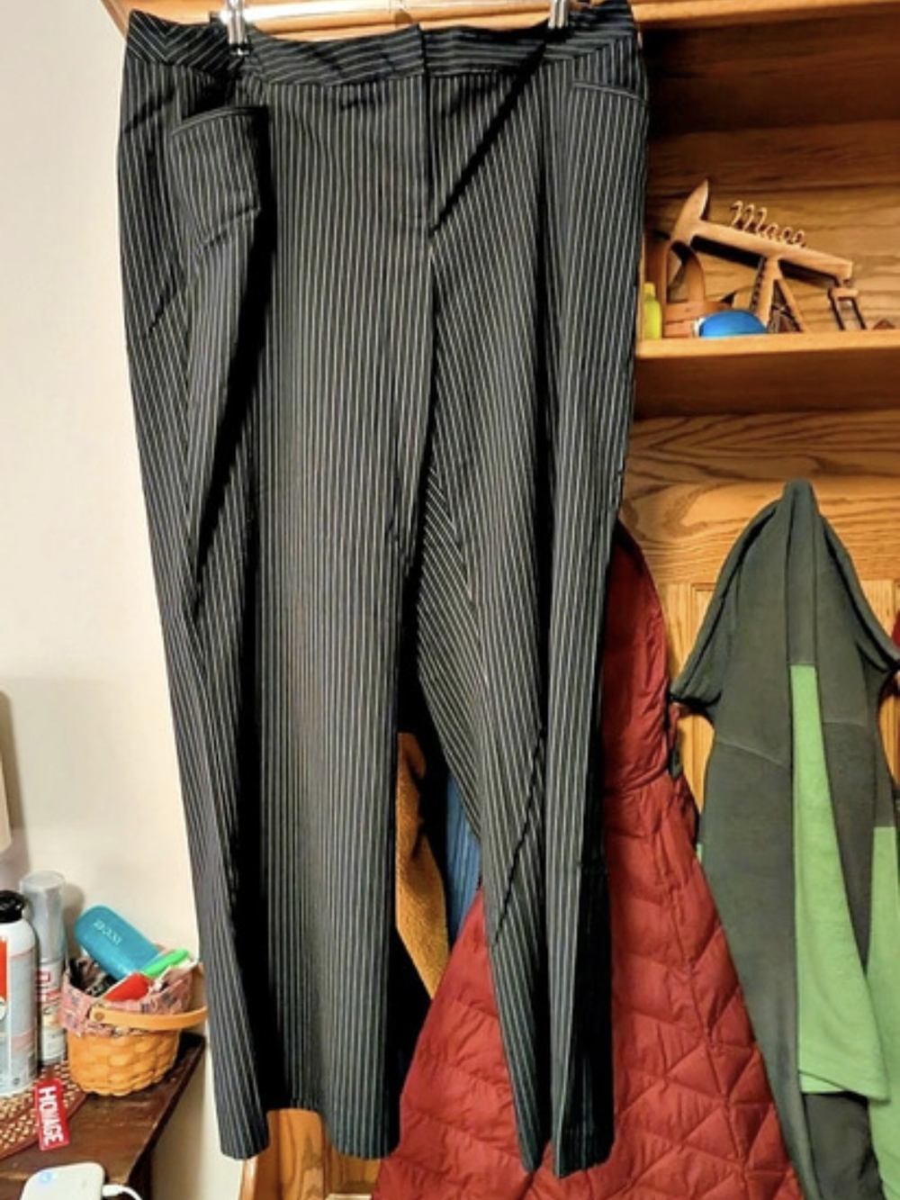 Lane Bryant Striped Trousers in Black & Mauve Size 18